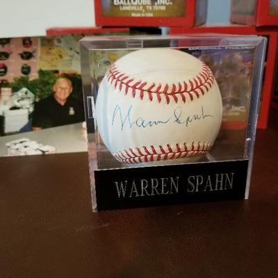 Lot # 198 - $40 Autographed Baseball Warren Spahn  