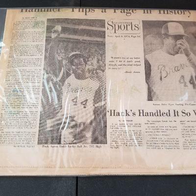 Lot # 100 - $25 Hank Aaron 1974 Career Home Run Newspaper Article  