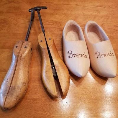 Lot # 30 - $30 Shoe Stretchers (Wood) & Wood Shoes with Brenda on them.  