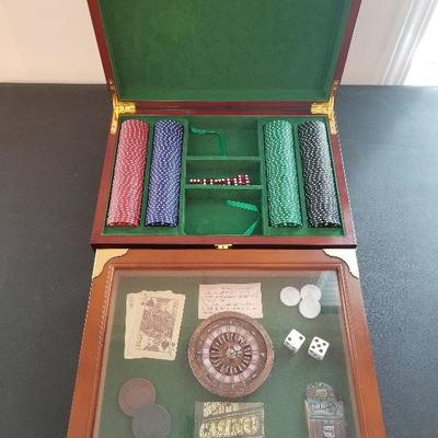 Lot # 92 - $30 Poker Chips & Casino Shadow Box 