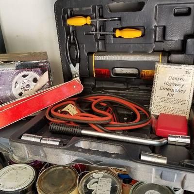 Lot # 247 - $45 Emergency Road Side Kit & Air Compressor Inflator (Everything in pic included)