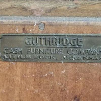 Guthridge Label for Lot # 4 Vintage Bar Cabinet  