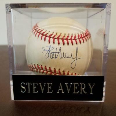 Lot # 203 - $20 Autographed Steve Avery Baseball in Case  