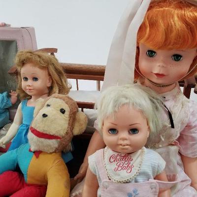 Close up pic of other dolls from previous pic Lot # 105 Chatty Baby is collectable