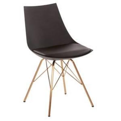 AVE SIX Oakley Faux Leather Task Chair with Gold Chrome Base, Black