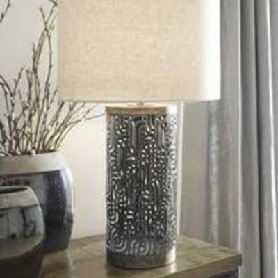 Dayo Metal Table Lamp (1cn) Grey, Lamp Shade Appears Slightly Dented