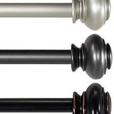 (1) H.VERSAILTEX 34-Inch Diameter Decorative Curtain Rod Adjusts from 66 to 120 Inches, Pewter, End Damaged