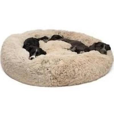 Best Friends by Sheri Calming Shag Vegan Fur Donut Cuddler (23x23 Small - Taupe), Cat and Dog Bed, Self Warming and Cozy for Improved...