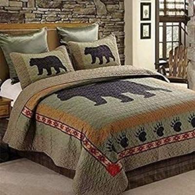 Ben&Jonah Into The Woods 3 Piece Bear and Paw Quilt Set-King Size (105 x 95), Multi