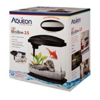 Aqueon LED Minibow Aquarium Starter Kits with LED Lighting, 2.5 Gallon, White
