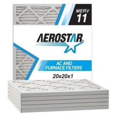 Aerostar 20x20x1 MERV 11 Pleated Air Filter, Made in the USA, 6-Pack