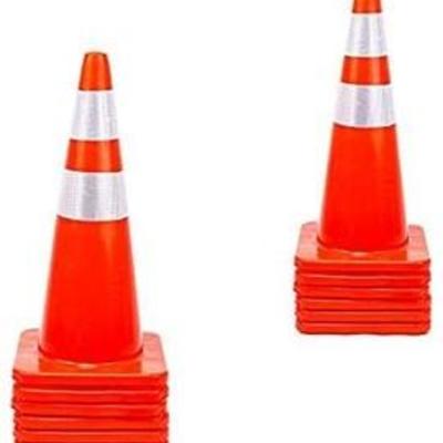 12 Packing Cones 18'' Orange Traffic Safety Cone with Reflective Collar Road Packing PVC Plastic(Set of 12)