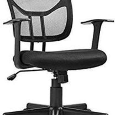 AmazonBasics Mid-Back Desk Office Chair with Armrests - Mesh Back, Swivels - Black, BIFMA Certified