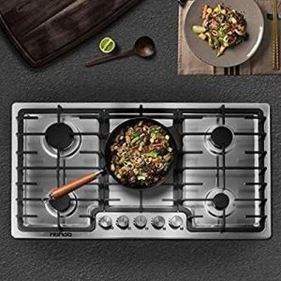 35 inches Gas Cooktop 5 Burners Gas Stove gas hob stovetop Stainless Steel Cooktop 5 Sealed Burners Cast Iron Grates Built-in Gas Stove...