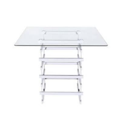 ACME Furniture Dining Table, One Size, Chrome & Clear Glass