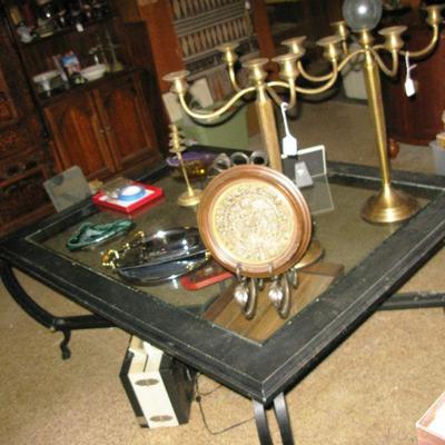 huge black iron with glass top coffee table   BUY IT NOW $ 45.00