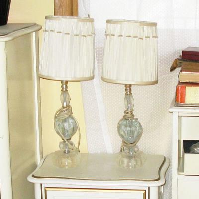St Clair paperweight lamps.
 Smaller dresser set  BUY IT NOW $ 65.00 each lamp