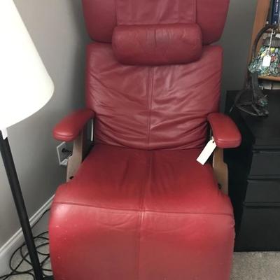 Red leather recliner $450