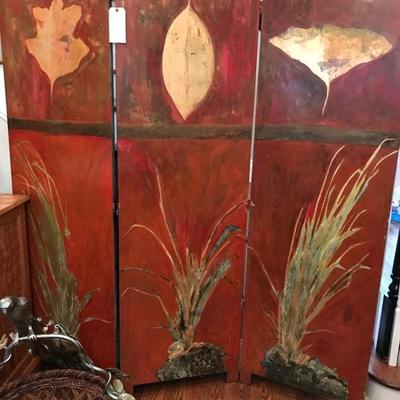 Three Panel Floral Painted Screen $380