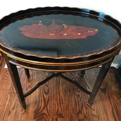 Maitland Smith oval lacquer tray table $250