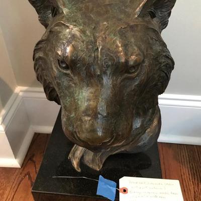 Forest Hart, American [Maine 20/21st Century]
Head of a Tiger 
bronze 10/25 on square marble base $1,100
two available