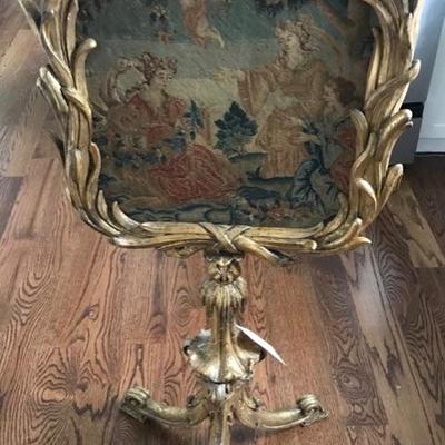 Needlepoint gilted fire screen $350