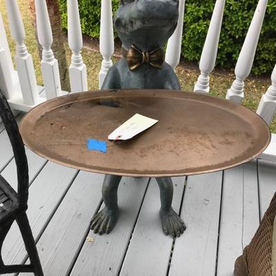 Metal Alligator-Form side Table with Brass tray $175