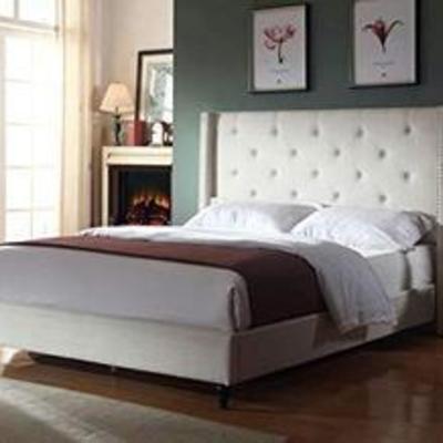 Home Life Premiere Classics Cloth Light Brown Linen 51 Tall Headboard Platform Bed Queen
