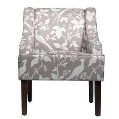 HomePop Swoop Arm Accent Chair, Grey Floral Tree