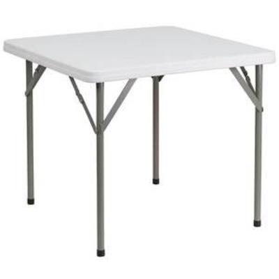 Flash Furniture DAD-YCZ-86-GG Square Granite Plastic Folding Table, 34-Inch, White