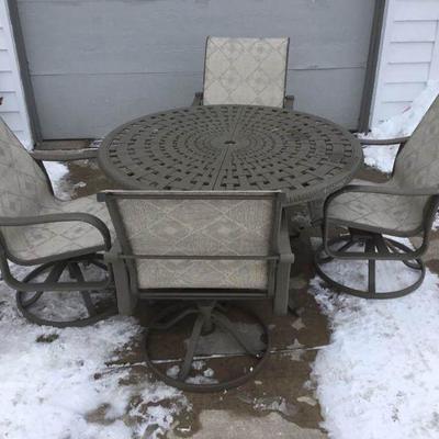 Metal Patio Table with Four Chairs