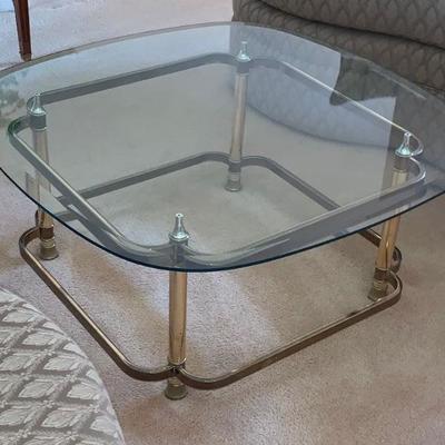 Hollywood Regency Brass & beveled glass coffee table
