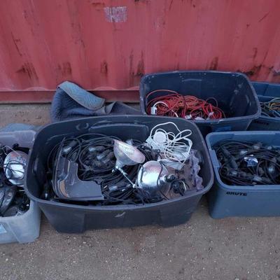 4310:5 Totes of Lights and Extension Cords
5 Totes of Lights and Extension Cords