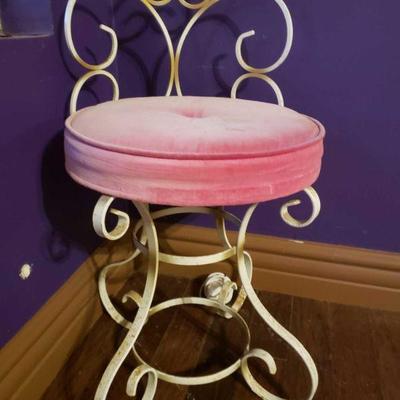 9021: Vintage Stool with Pink Cushion
Measures approx 26