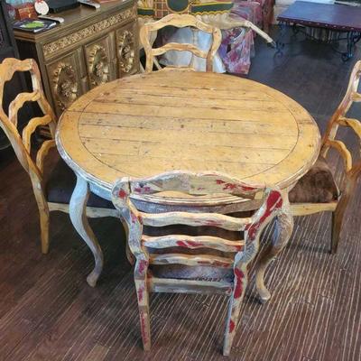 6800: Wooden Dinning Table and 4 Chairs
Table measures approx 48"x31" Chairs measures approx 21"x22"x41"