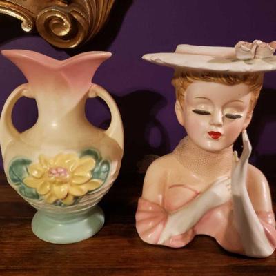 9032: Hull Art Vase and Lady Figurine Vase
Measure approx 6.5" tall