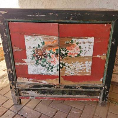 10003: Wooden Painted Cabinet
Measures approx 34" x 16" x 33"