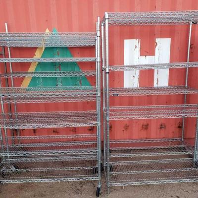 4303: 4 Wire Racks, 3 with Casters
Measures approximately 67" x 48" x 18" to 76" x 48" x 18"