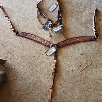 3600: Professional Choice Headstall and Breastcollar Set. New with Tags
Professional choice headstall with conchos. Short shank gag...