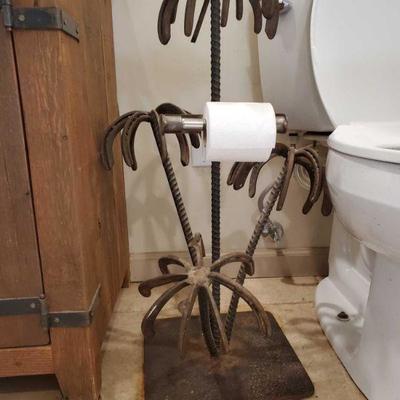 Palm Tree Toilet Paper Rack Made out of Horseshoes
Measures 30" Tall and 16" wide