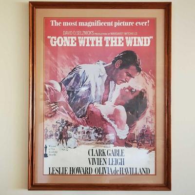 7305:  "Gone with the Wind" Framed Movie Poster
Measures approx 31"x41"