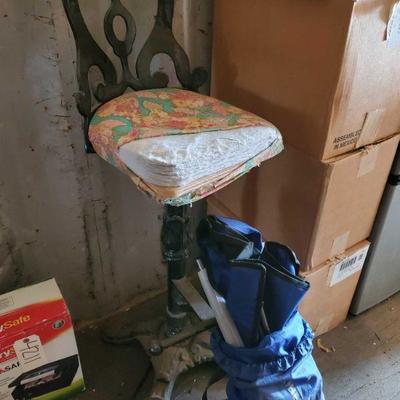 4212: Metal Chair and New Uline Camp Chair
Metal chair measures approximately 44" x 15" x 14"