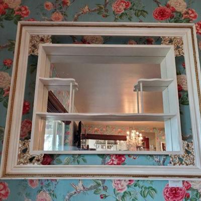 7307:Wooden Mirror Frame Wall Display
Measures approx 38"x32"