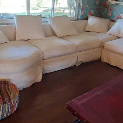 7301: Large Living Room Couch and lounge Chair
Couchs measure approx from 40"x132"x27" to 60"x48"x29" Arm...
