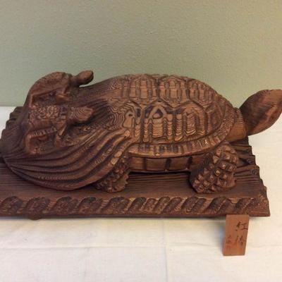 MVP063 Vintage Japanese Carved Wooden Turtle