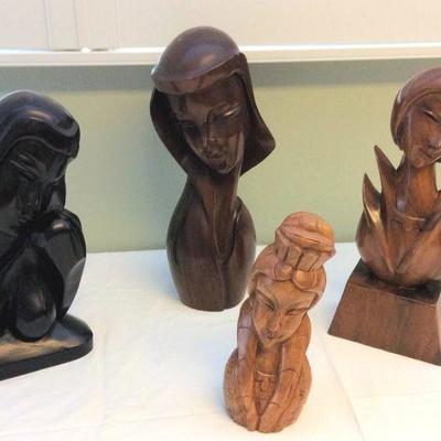 MVP007 Carved Wooden Statues of Lovely Women