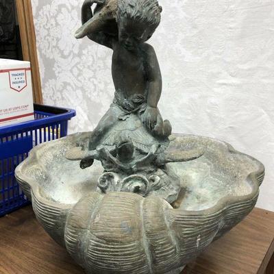 https://www.ebay.com/itm/114119710208 SM3006: Vintage Bronze Fountain Statue Baby Riding Turrle in Shell 58 Pounds