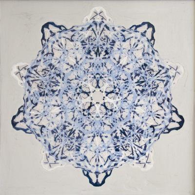 https://www.ebay.com/itm/124087494227 ML3059: Connor McManus Art: Blue Blot Mandala Giclee, Acrylic, & Resin on wood 