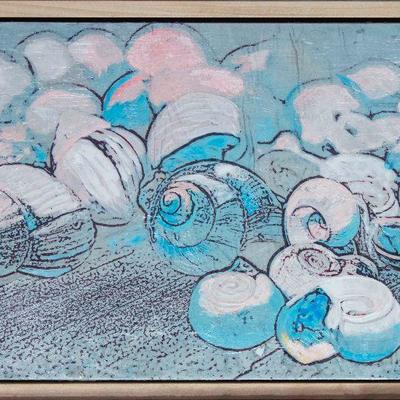 https://www.ebay.com/itm/114119682263 ML3084: Connor McManus Art Lake Shells Giclee and Acrylic on Birch Panel 12â€³x 18