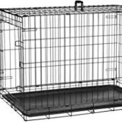 AmazonBasics Single Door Folding Metal Cage Crate For Dog or Puppy - 48 x 30 x 32.5 Inches